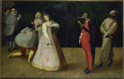 Troupe of Italian Comedians (the Gelosi?), circa 1580 by French School
