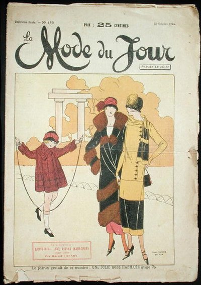 Two Women and a Little Girl in a Park, illustration from 