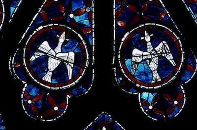 Two doves (detail) by French School