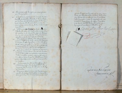 Two pages from the statutes of the French Academy, 1635 by French School