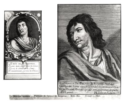 Two portraits of Savinien Cyrano de Bergerac, on the right after Zacharie Heince by French School