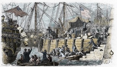 US War of Independence: revolt of American settlers against taxes imposed by the English Parliament on tea and other foodstuff by French School