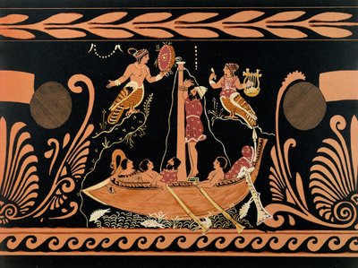 Ulysses and the Sirens, illustration from an antique Greek vase by French School