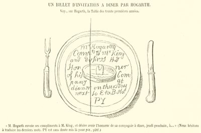 A Dinner Invitation Ticket by Hogarth (engraving) by French School