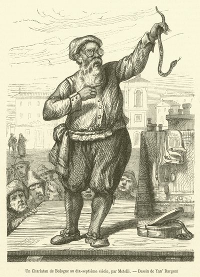A Charlatan of Bologna in the seventeenth century (engraving) by French School
