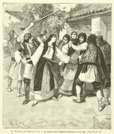 A Wedding in Herzegovina (engraving) by French School