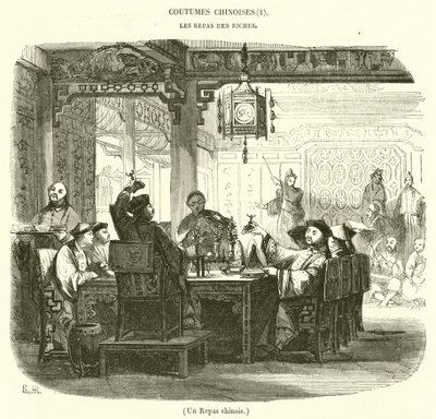 A Chinese Meal (engraving) by French School