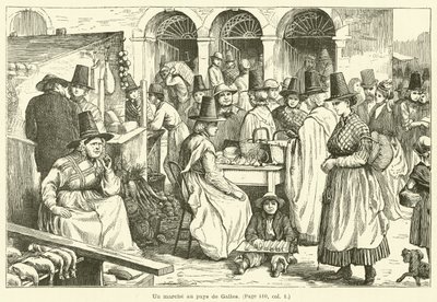 A Market in Wales (engraving) by French School