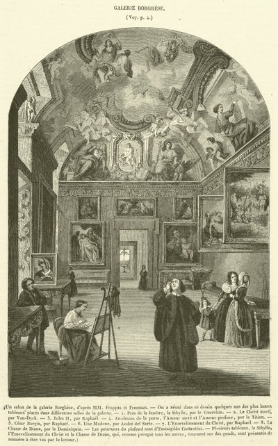 A Salon in the Borghese Gallery (engraving) by French School
