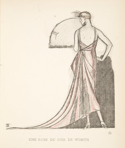 An Evening Dress by Worth, from a Collection of Fashion Plates by French School