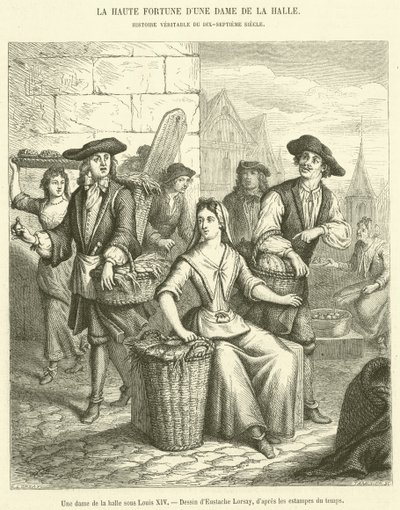 A Lady of the Market under Louis XIV (engraving) by French School