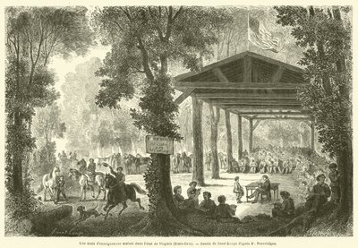A Mutual Instruction School in the State of Virginia (United States) (engraving) by French School