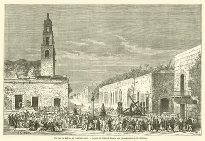 A Street in Merida on Good Friday (engraving) by French School