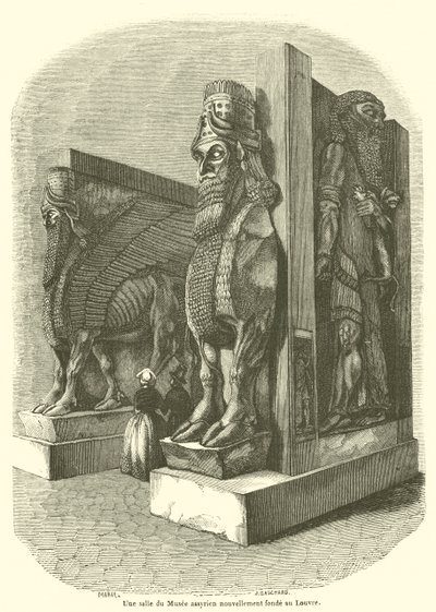 A Room in the Newly Founded Assyrian Museum at the Louvre (engraving) by French School