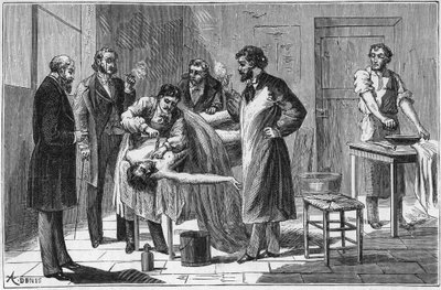 Use of soda sulphite in dissection amphitheatres to preserve corpses - Engraving in 