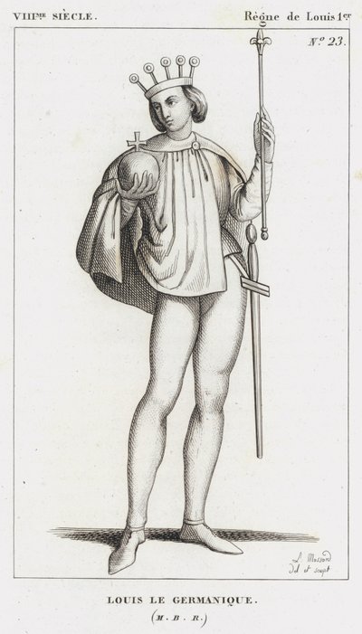 8th Century, Reign of Louis I, Louis the German (engraving) by French School