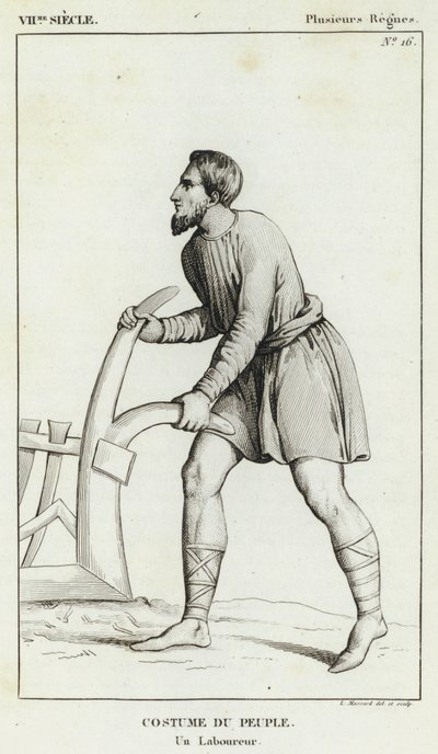 7th Century, Various Reigns, Costume of the People, A Farmer (engraving) by French School