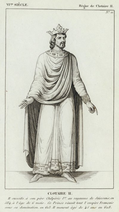 6th Century, Reign of Clotaire II, Clotaire II (engraving) by French School