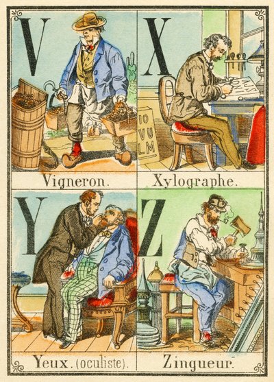 Winemaker, Xylographer, Eyes (oculist), Zingueur by French School