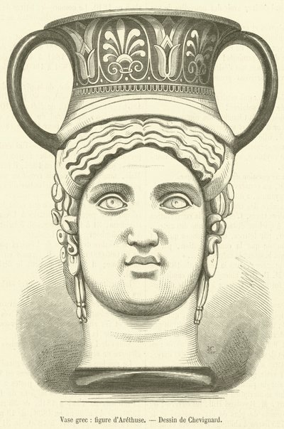 Greek Vase, Figure of Arethusa (engraving) by French School