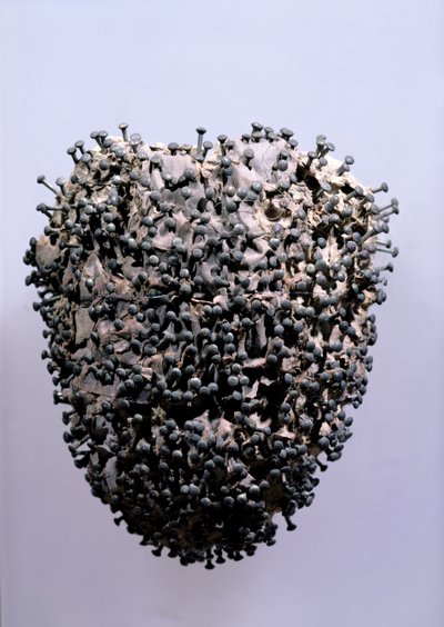 Veal heart pricked with pins, found c.1900 in a tomb in Montmartre cemetery, Paris by French School