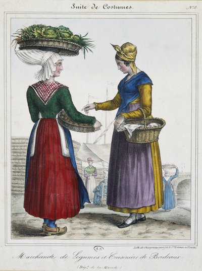 Vegetable merchant and cook of Bordeaux - lithography by French School
