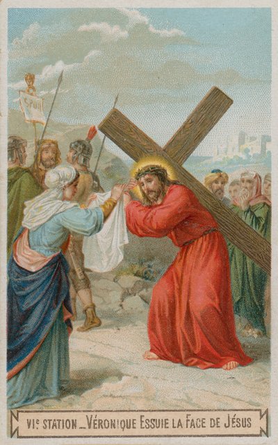 Veronica wipes the face of Jesus (The sixth Station of the Cross) by French School