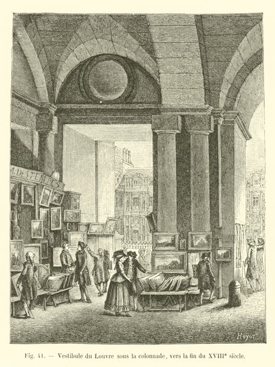 Vestibule of the Louvre under the colonnade, towards the end of the 18th century by French School