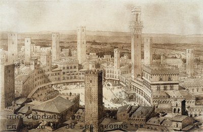 View Across Siena, from Fragments of Architecture of the Middle Ages and the Renaissance, engraved by Jules Adolphe Chauvet by French School