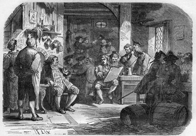 View of Cabaret des Porcherons in Paris. Engraving in 