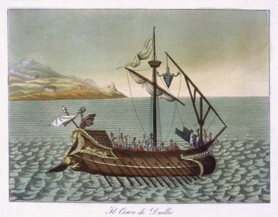 View of Corvus, Naval Crane, used by G. Duillus, 1796 by French School