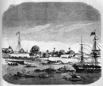 View of Fort Williams, on the banks of the Ganges, India by French School