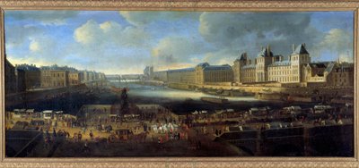 View of Paris from the Louvre coast taken from the Pont Neuf by French School