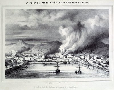 View of Pointe-a-Pitre After the Earthquake on February 8, 1843 (engraving) by French School