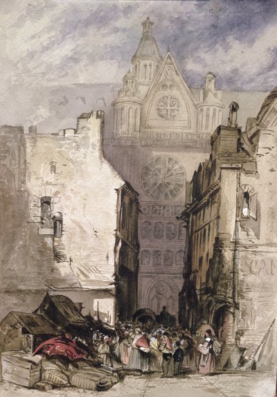 View of St. Eustache and Les Halles by French School