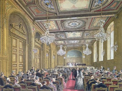 View of a concert at the Salle Herz on the Rue de la Victoire, Paris, c.1870-80 by French School