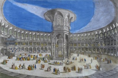 View of a lunch party, Ranelagh gardens, interior of the rotunda, London by French School
