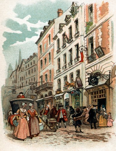 View of a Street of Paris Under King Louis XV by French School