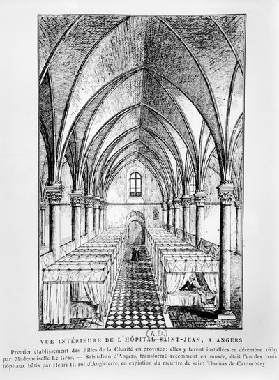 View of a ward at the Hôpital Saint-Jean, Angers, France by French School