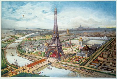 View of the 1889 Universal Exhibition in Paris. Engraving of 1889 by French School