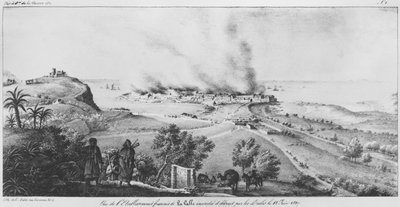 View of the French establishment at La Calle burnt and destroyed by the Arabs on 18th June 1827 by French School