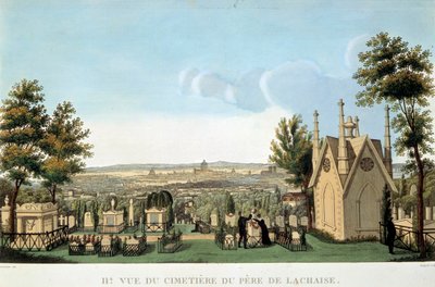 View of the Pere Lachaise cemetery in Paris by French School