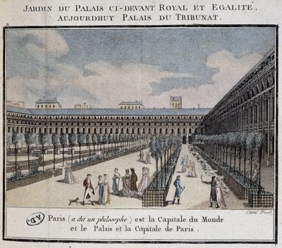 View of the Royal Palace (Palais du Tribunat) with Garden and Walkers by French School