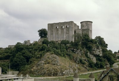 View of the Tour de Talbot and keep of the castle by French School