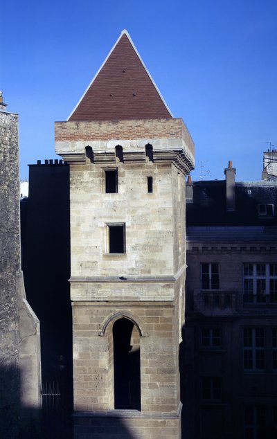 View of the Tower of John without fear, built in 1408 by John I of Burgundy known as John without fear (1371-1419), following the assassination of the Duke of Orleans. It was part of the Hotel de Bourgogne, a former hotel of Artois erige against the ground by French School