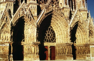 View of the West Front portals, begun in 1231 and completed in 1430 by French School