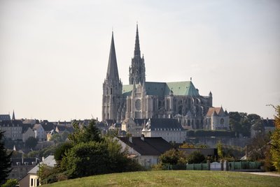 View of the Cathedral of Chartres with the City by French School