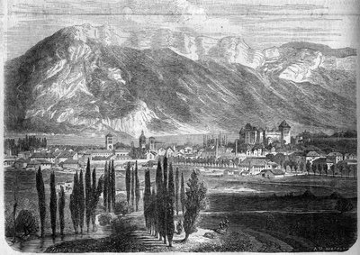 View of the city of Annecy, taken from the road to Geneva, Haute Savoie by French School