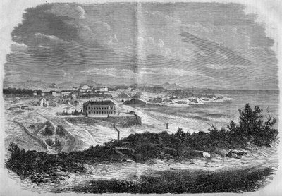 View of the city of Biarritz, Pyrenees Atlantic (64) in 1858. Engraving in “Le Monde Illustré” n°75 of 18 September 1858. by French School