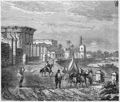 View of the city of Chandernagor, India by French School